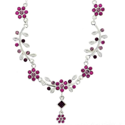 Behave - Ketting met bloemenhanger - zilverkleur - roze bloementrend