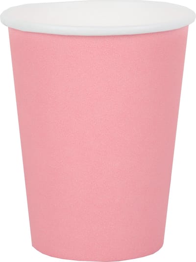 Santex feest/verjaardag bekertjes - 10x stuks - karton - roze - 260 ml