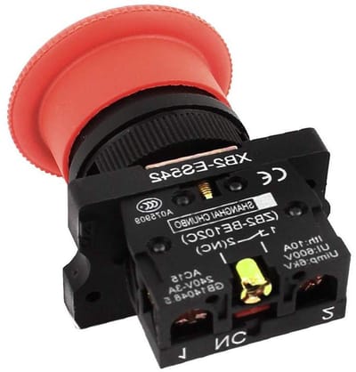 Noodstop Drukknop - Niet-Halt Schakelaar - Machine Bediening - Vergrendelend - 22 mm - Rood