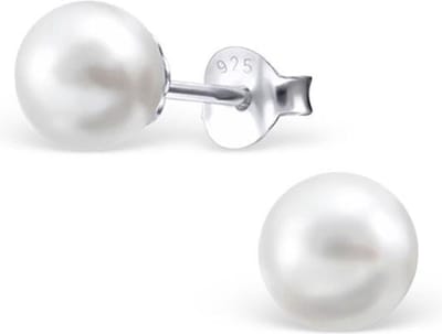 Amanto Oorbellen Franka White - 925 Zilver - Synth. Parel - ∅6mm