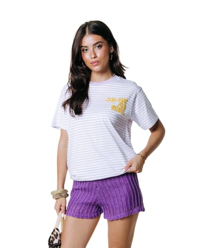 Colourful Rebel Puff Logo Stripe Loosefit Tee- S