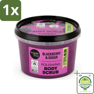 1 x Organic Shop - Body Scrub Blackberry - Verfrissend en Hydraterend - 250 ml - Lichaams Scrub - Scrub - Braam - Organische - Natuurlijke
