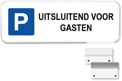 Parkeerbord Gasten 2 - Weerbestendig Aluminium - 40x15 cm - Bevestiging: Met muur-/ wandmontage beugels