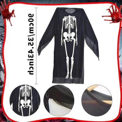Allecto Plus - Skeletkostuum voor kinderen - Halloween - Verkleden - Jongens en meisjes - 90 cm