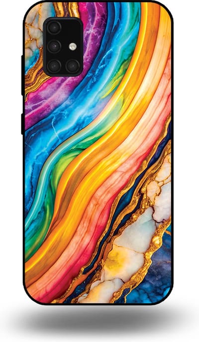 Smartphonica Telefoonhoesje Geschikt voor Samsung Galaxy A71 5G met Regenboog Goud Marmer Opdruk - TPU Backcover Case Rainbow Gold Marble Design geschikt voor Samsung Galaxy A71 5G