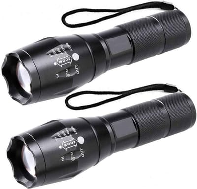 IGOODS - 2 STUKS LED Zaklamp - Wit Licht- licht gewicht - Militaire zaklamp - LED zaklamp - Inzoombaar