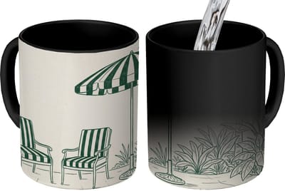 Magische Mok - Foto op Warmte Mokken - Koffiemok - Terras - Illustratie - Groen - Magic Mok - Beker - 350 ML - Theemok