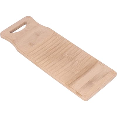 Planche à laver en bambou pratique pour le lavage à la main du linge, pour la maison, l'école, 40 cm 15,7 pouces de longueur beige