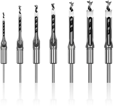 Dailygoods - Set van 7 Gatenboor Bits - Ideaal voor Houtbewerking - Vierkante Houtboor - Hoge Kwaliteit - Voor Professioneel Gebruik - Geschikt voor D...