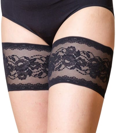 Bandelettes Original bovenbeenbanden – anti-schuur & antislip – Maat A 53–57 cm – Peony zwart