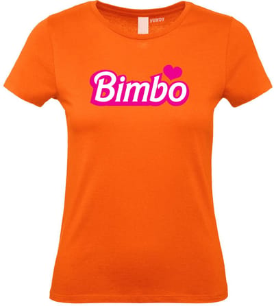 Dames t-shirt Bimbo | Carnavalskleding heren dames | Carnaval Kostuum | Foute Party | Oranje Dames | maat XS