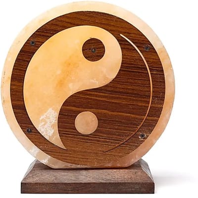 Zoutlamp Yin Yang met kabel en lamp – ±22 cm x19 cm x 10 cm