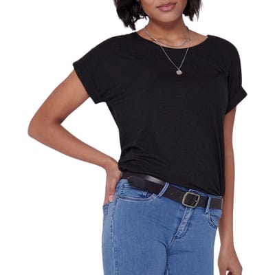Only zwarte dames t-shirt   Ronde hals   Relaxed Fit   Korte mouw Zwart XL