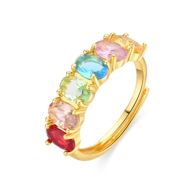 Bague Luxenter en métal brillant et alliage de zirconie finie en or jaune 18 carats - Isda Taille unique blanc