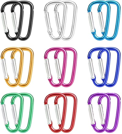 Dailygoody - Karabijnhaken - Mini-karabijnhaken - 18 Kleurrijke Haken - Klein Formaat - Sleutelhanger - Geschikt voor Kamperen en Reizen