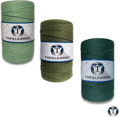 Macramé Koord | Bundelkorting | 600 meter | Mintgroen | Olijfgroen | Donkergroen | 100% Katoen | Macramé | Macramé Touw | 3mm | Triple Twist | Plantenhanger | Dromenvanger | Wandkleed | Weven | Knopen | Breien | Haken | DIY | TheOldOmen |