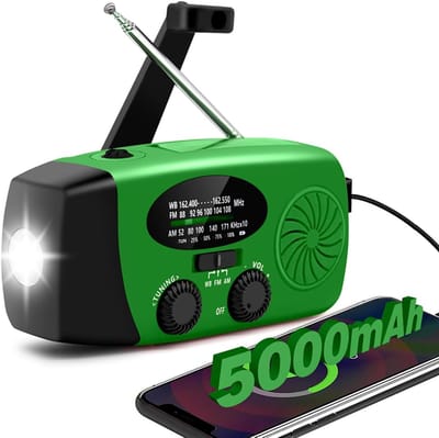 Noodradio - Noodradio's - Draagbare noodradio - 6000mAh Zonnesolar handkraan Weerradio, AM/FM/NOAA, 1W 4 modi, koptelefoonjack, LED zaklamp, SOS-alarm, telefoonlader, Geschikt voor nood situaties