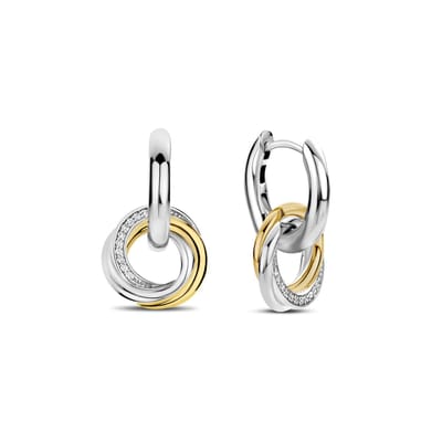 TI SENTO Dames Oorbellen - 925 zilver - Zirkonia met geel verguld - 7976ZY