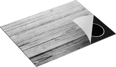 Chefcare Inductie Beschermer Bruine Houten Achtergrond - Hout - Zwart Wit - 70x50 cm - Afdekplaat Inductie - Kookplaat Beschermer - Inductie Mat