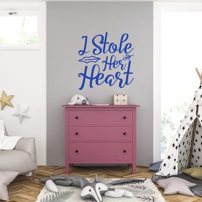 Muursticker - I Stole Her Heart - 58 x 60 - Blauw