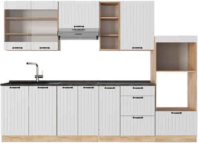 Vicco Fame-Line Complete keukeneenheid – 280 cm, WB Antraciet Wit Landhuis
