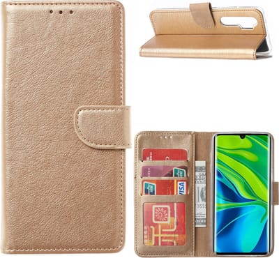 LuxeBass Hoesje geschikt voor Xiaomi Mi Note 10 Lite - Boekhoesje met kaartvakken - Goud gsm hoesje - telefoonhoes - telefoonhoesjes
