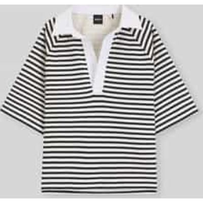 Loose fit poloshirt van katoenmix model 'ESSIPA_STRIPED'