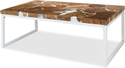 Salontafel Teakhars - Ovale tafel - Buiten Zitten - Handgemaakt Uniek - 110x60x40 cm - Wit Bruin