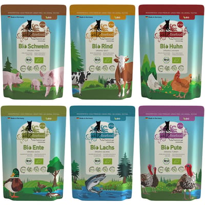 catz finefood Bio Probeerpakket 6 x 85 g Kattenvoer - Mix I (6 varianten)