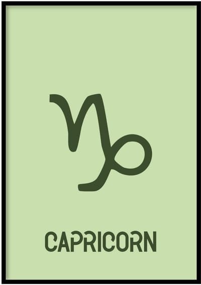 Poster Sterrenbeeld Capricorn groen - 50x70 cm - Sterrenbeeld - WALLLL - Exclusief lijst - Professioneel fotopapier