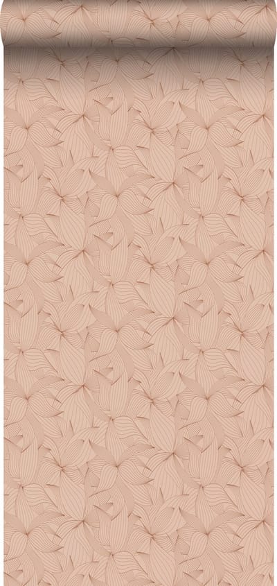 ESTAhome behang getekende bladeren licht terracotta - 50 x 900 cm - 139496
