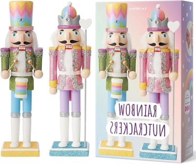 Kleurige Houten Notenkraker Soldaten van 30 cm - Handgemaakte Kerstdecoraties met Beweegbare Onderdelen en Traditionele Stijl