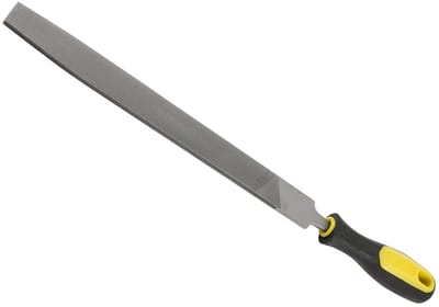 Vijl, 25,5 cm vijllengte, koolstofstaal, middelgroot, dubbel gesneden vijl, handrasp met anti-slip handgreep - (Toepassingen: voor het vormen van metaal hout kunststof), 1-delig