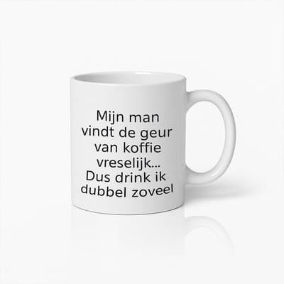 330ml Grappige Koffiemok – 'Mijn Man Vindt de Geur van Koffie Vreselijk, Dus Drink Ik Dubbel' Ontwerp, Perfect Cadeau voor Koffieliefhebbers