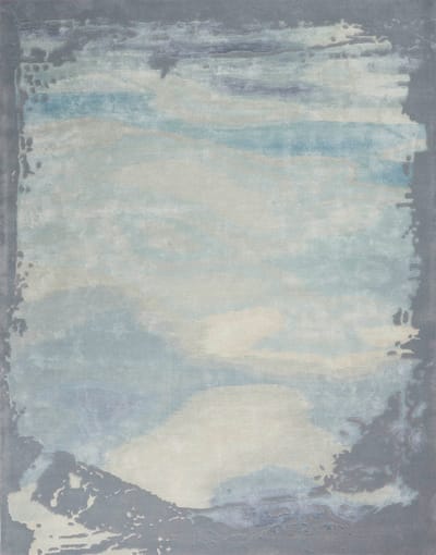 Nourison Prismatic Seafoam Silver PRS19 Vloerkleed - 114 x 175 cm - Grijs - Rechthoekig - Wol - Eetkamer, Woonkamer - Abstract - Design, Modern