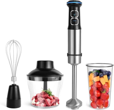 CLVP® Staafmixer Set - Hakmolen - Groentesnijder - Soepmaker - Zwart en Zilver