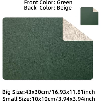 Placemat Leer Huis Dubbelzijdig Rechthoekig Geïsoleerde Tafelmat Restaurant Hotel Westerse Voedselmat Waterdichte Plaatsmat 43x30 cm groen
