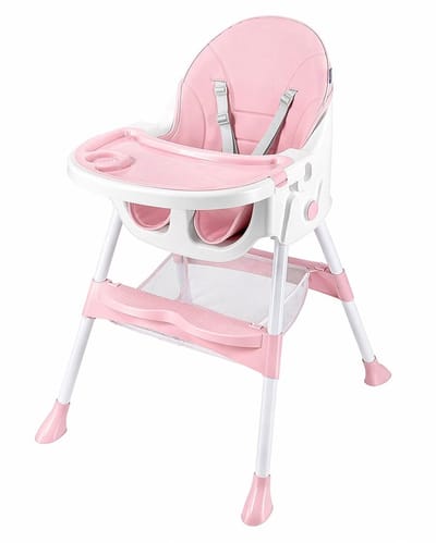 Baby Mix Nora 2-in-1 kinderstoel roze 60x72x92cm - Hoge stoel