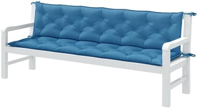 Tuinbank Kussens - Zitkussens Bank - Buiten Zitten - Zachte Vulling - 200 x 50 cm - Blauw Gemêleerd