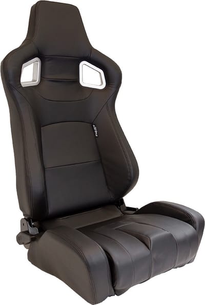 AutoStyle Sportstoel 'RS6-II' - Matzwart Kunstleder - Dubbelzijdig verstelbare rugleuning - incl. sledes