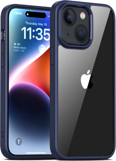 Smartphonica Telefoonhoesje voor iPhone 14 met doorzichtige achterkant TPU hardcase - Blauw geschikt voor iPhone 14