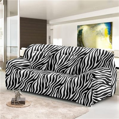 Stretchy Bankbank Uitbreidbare Zebra Deeltjes Schelp en Enkele Woonbank Schelp Ontworpen voor Salon Duurzaam Materiaal 1-Seater  90-140cm gray