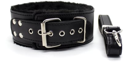 Smart Moves - Bont Gevoerde Collar met Leiband - Zwart