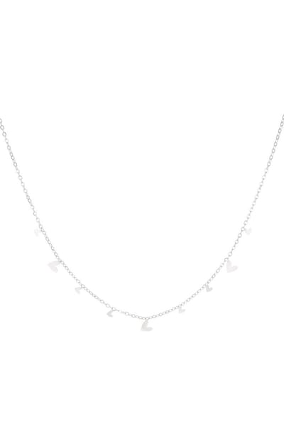 Minimalistische ketting met hartjes - Goudlief.nl - Ketting dames - Zilveren ketting - 39 + 5 cm - Stainless Steel (verkleurt niet!) - Waterproof necklace - Nikkel vrij - Kerst cadeau - Sinterklaas cadeau - Moederdag - Valentijn - Tiener ketting