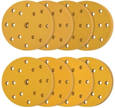 SnelShoppen - Schuurpapier 150 mm, 80 stuks, 15 gaten rond schuurdiscs voor metaal, hout, kunststof, voor excentrische schuurmachine, korrelgrootte P8