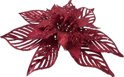 Cosy & Trendy Kerst bloem - op clip - D18 cm - rood - kunststof - kerstster/poinsettia
