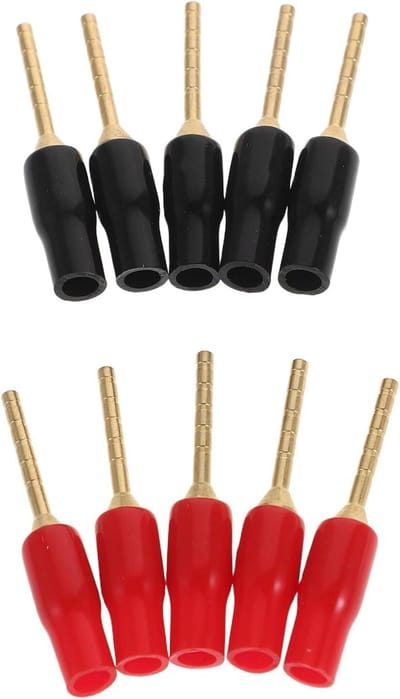 Banaanstekkers Luidspreker - Draad Connectoren - Audio Verbinding - Vergulde Contacten - 10 Stuks - Goud Zwart