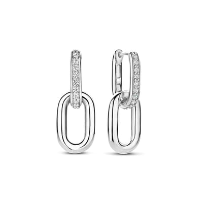 TI SENTO Dames Oorbellen - 925 zilver - Zirconia wit - 7831ZI