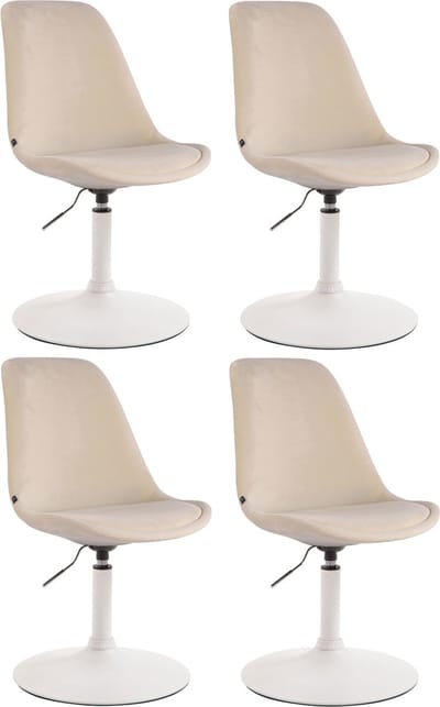 CLP Maverick Set van 4 Eetkamerstoelen - Fluweel creme wit