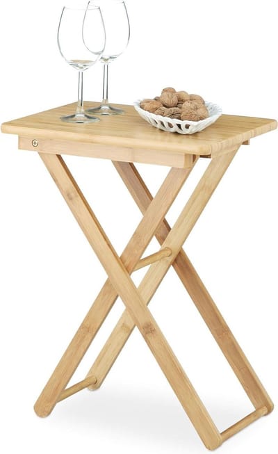 Inklapbare bamboe bijzettafel - rechthoekig - natuur - afmeting: ca. 52 x 40 x 31 cm